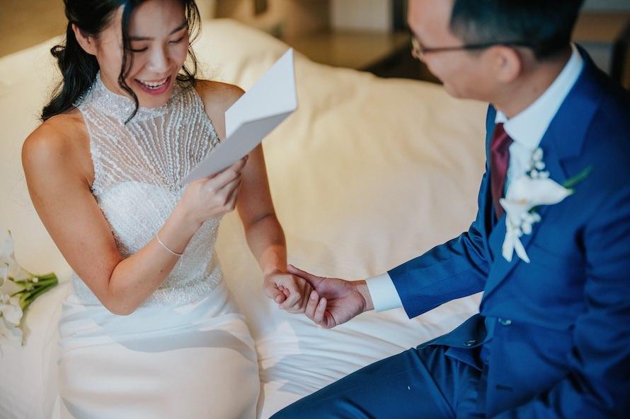 couple letter reading during first look