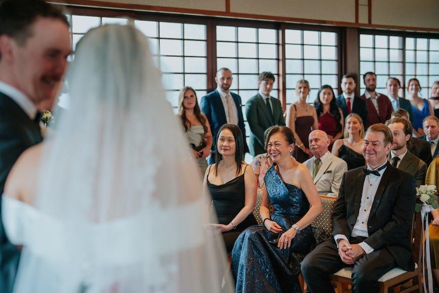 parents enjoying wedding celebration smiling