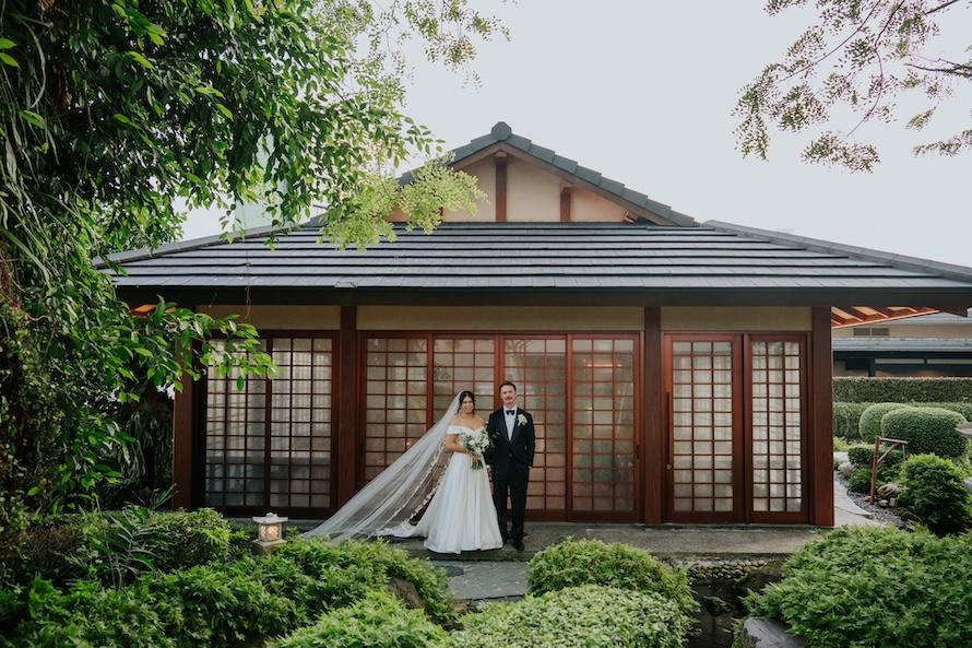 beautiful couple outside keyaki pan pacific during their couple portraits session